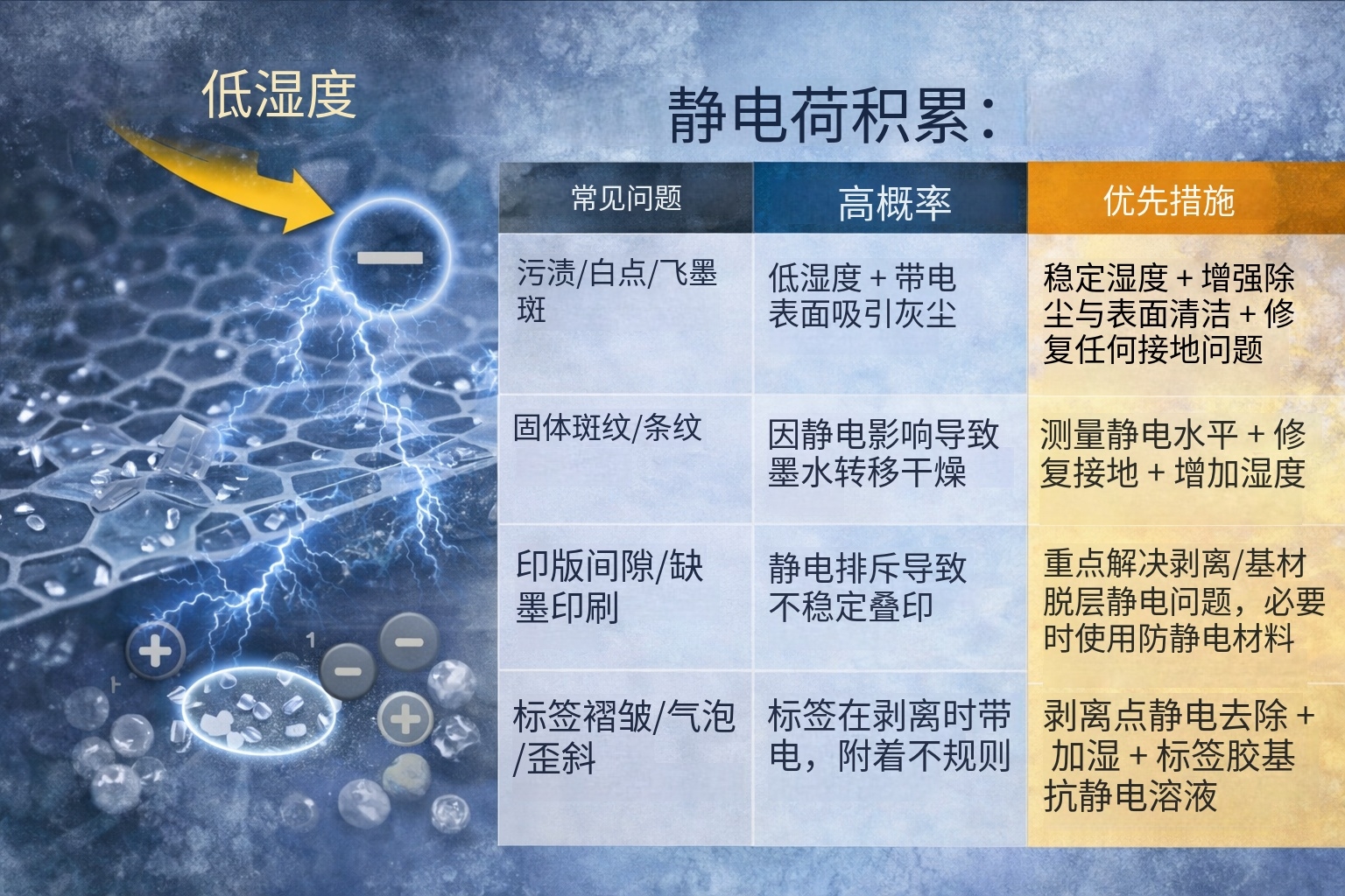 通过接地、加湿与抗静电材料组合治理不干胶标签静电问题