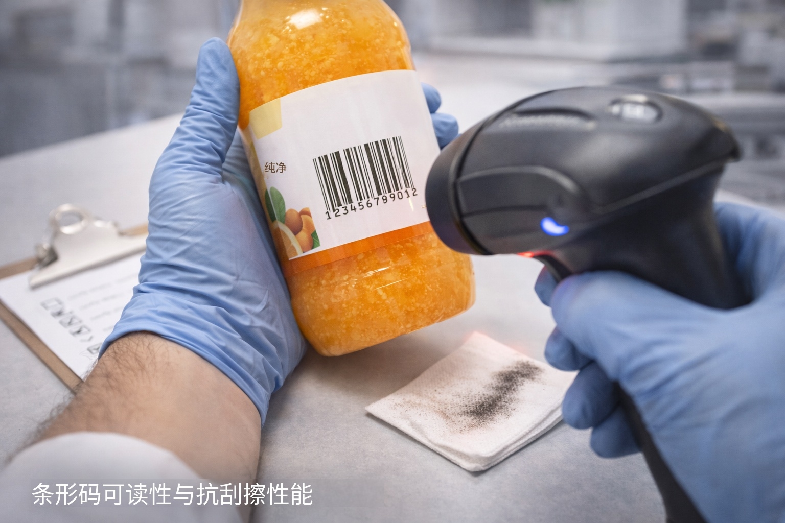 食品标签条码质量检测实拍：条码可读性与耐擦耐磨测试